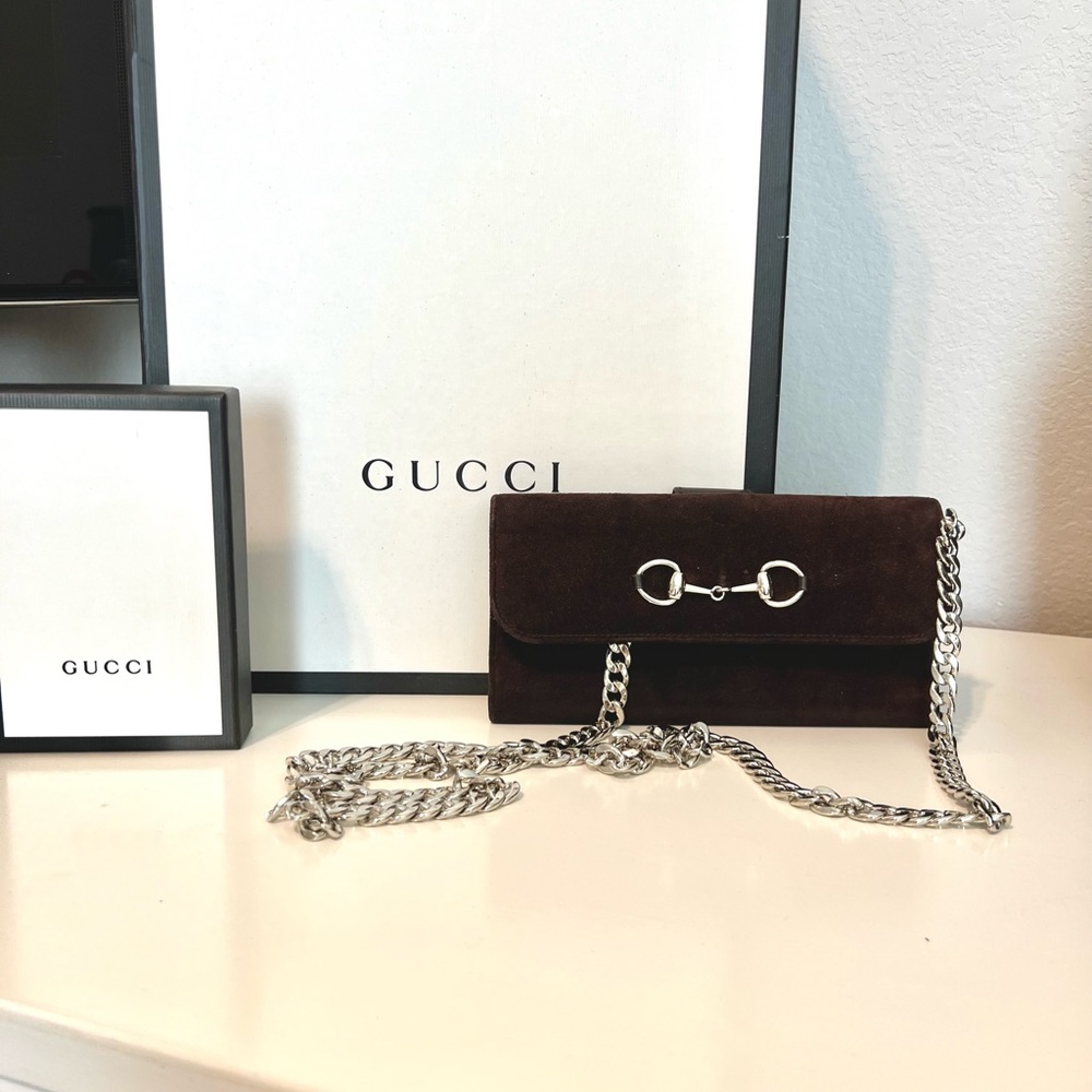 🐎 GUCCI HORSEBIT WALLET/CROSSBODY🐎 🤎BROWN SUEDE🤎